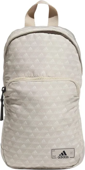 adidas Essentials Sling Small Crossbody Bag for Women and Men (5L), BOS Mini Monogram Wonder Beige/Black/2.0, One Size