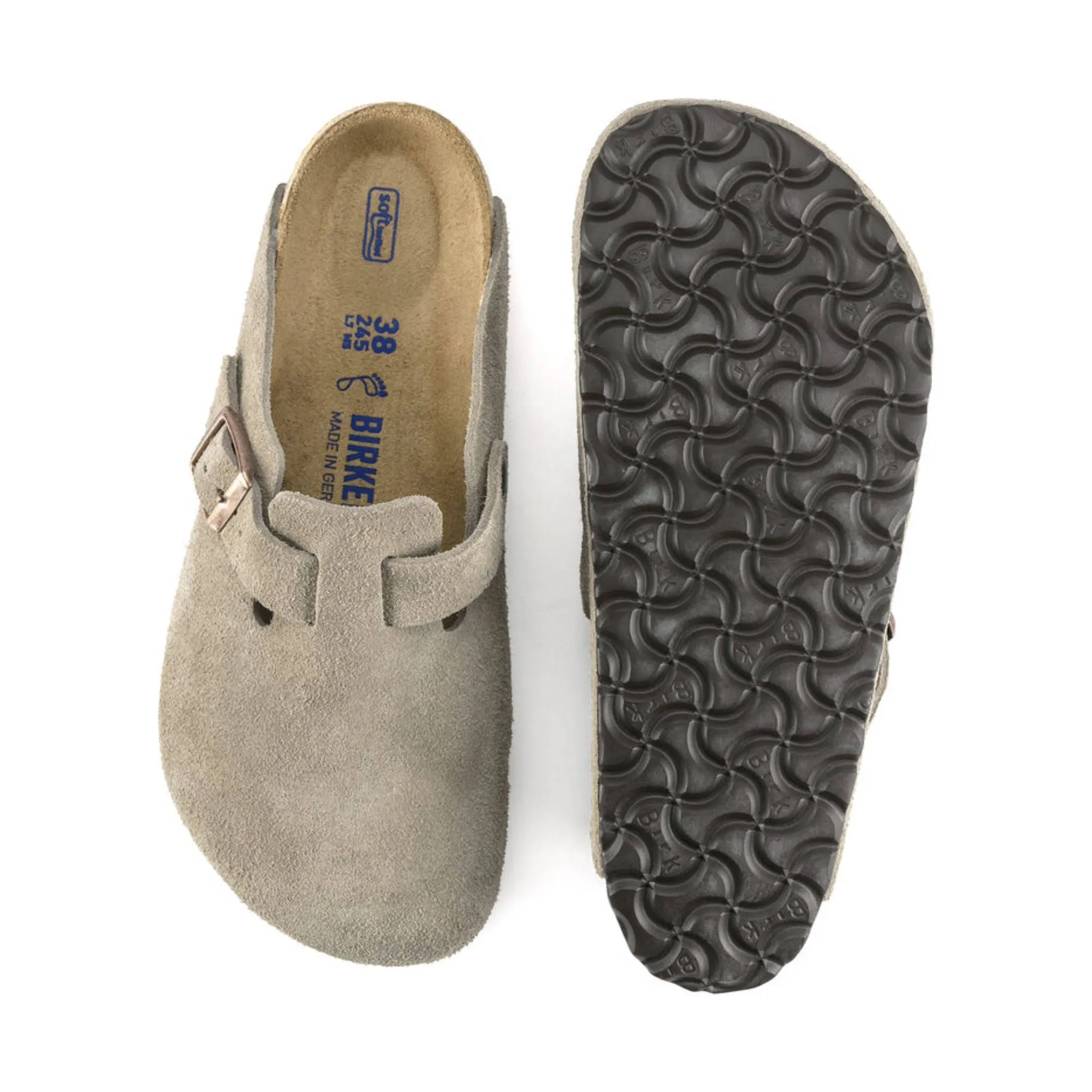 Unisex Birkenstock Boston Soft Footbed Suede Clogs in Taupe Beige