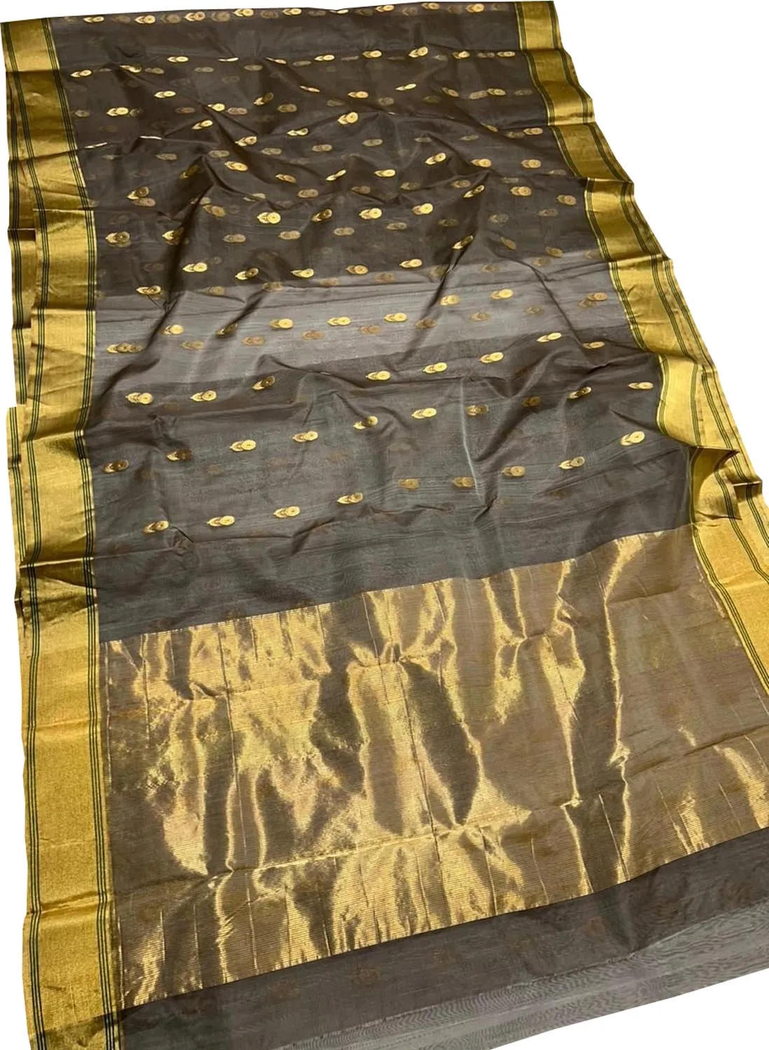 Black Chanderi Handloom Pure Silk Saree