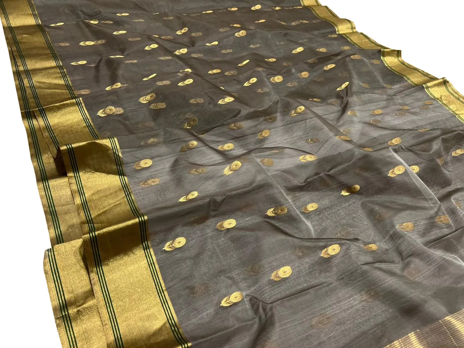 Black Chanderi Handloom Pure Silk Saree