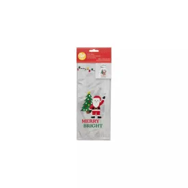 Christmas Merry & Bright Santa Resealable Treat Bags 4 "x 2" x 9.5" | 20 ct