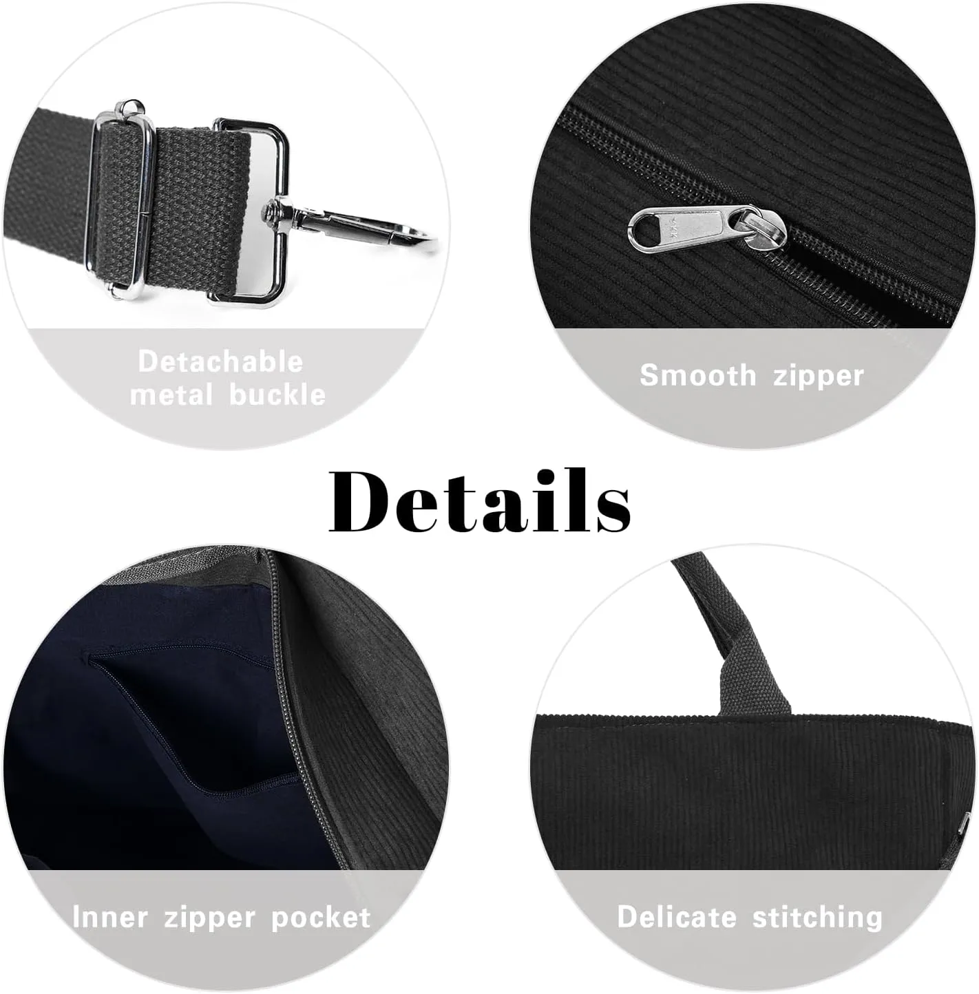 Corduroy Tote Bag for Women Large Crossbody Bags Shoulder Tote Bag with Multi Pockets Satchel Bags Handbag for Work