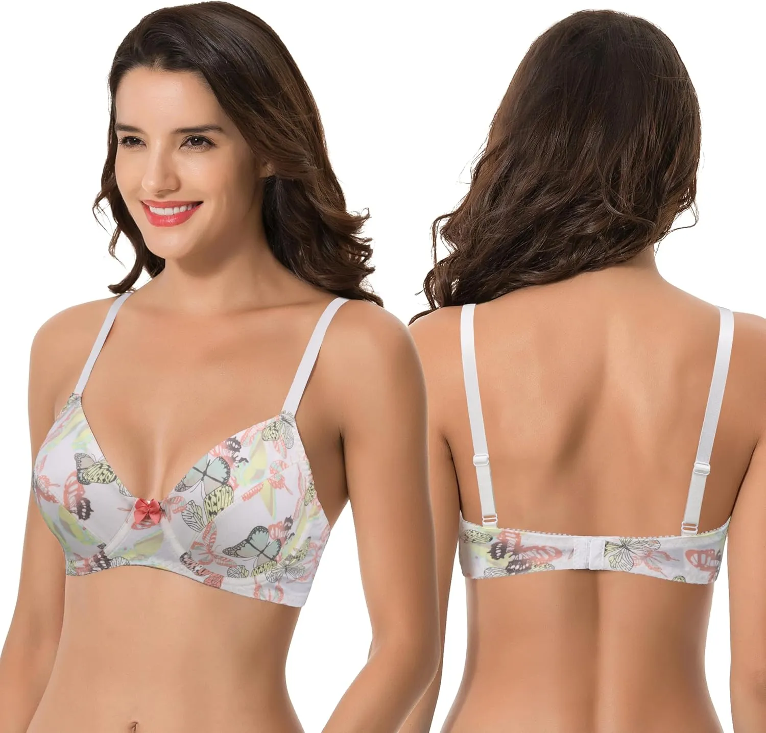 Curve Muse Women's Plus Size Unlined Balconette Cotton Bra-2 or 3Pack