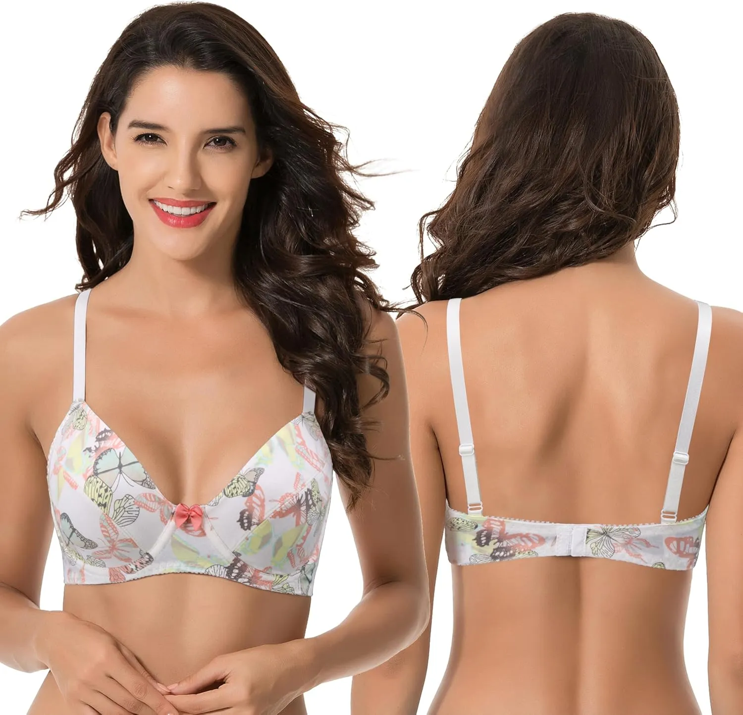 Curve Muse Women's Plus Size Unlined Balconette Cotton Bra-2 or 3Pack
