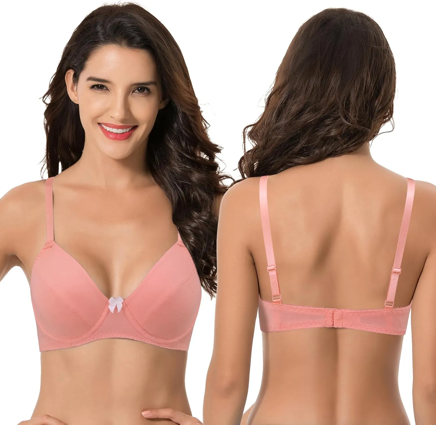 Curve Muse Women's Plus Size Unlined Balconette Cotton Bra-2 or 3Pack