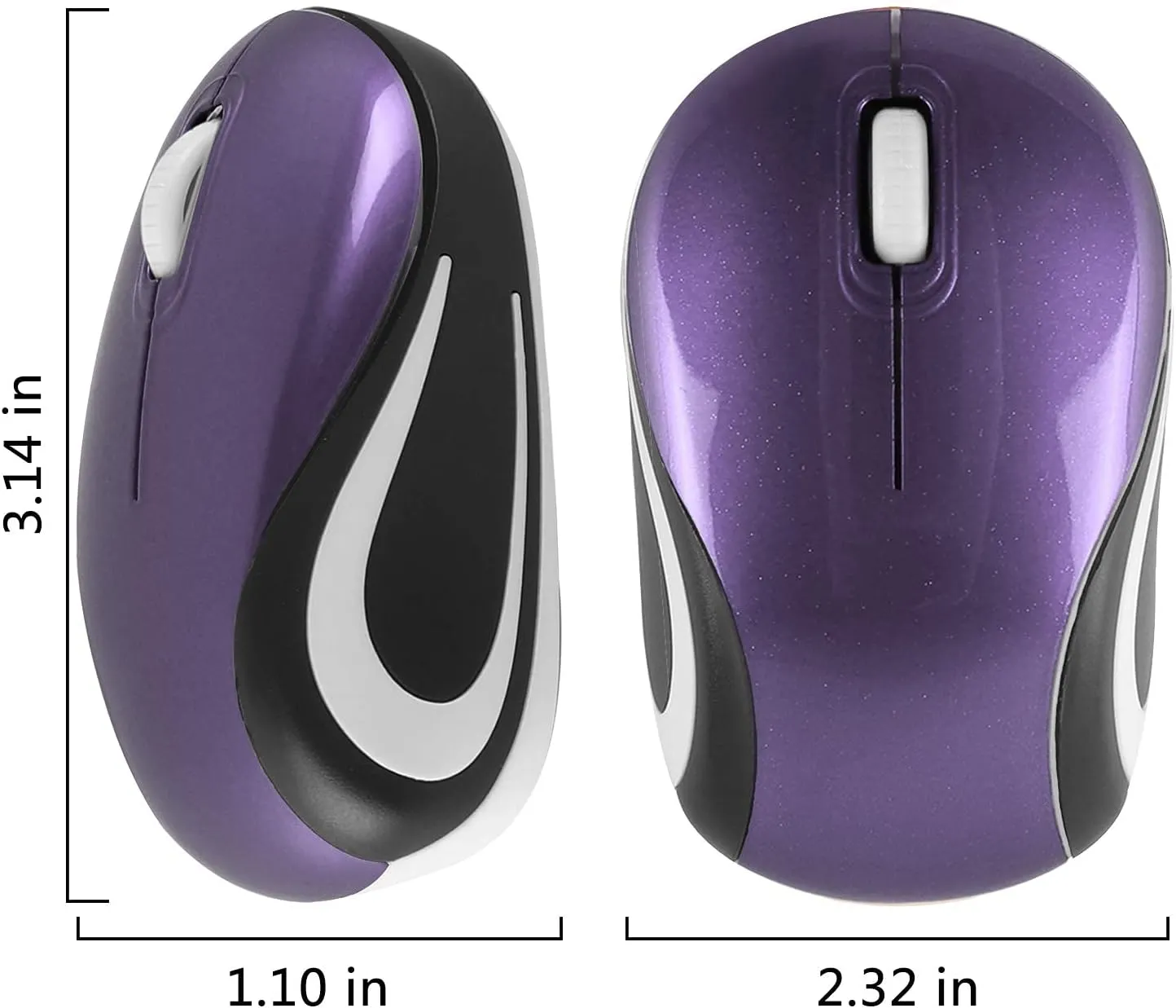 elec Space Mini Small Wireless Mouse for Kids Children 3-7 Years Old Child Size Travel Mouse Portable Mini Cordless Mice with USB Receiver for PC Laptop Computer Purple