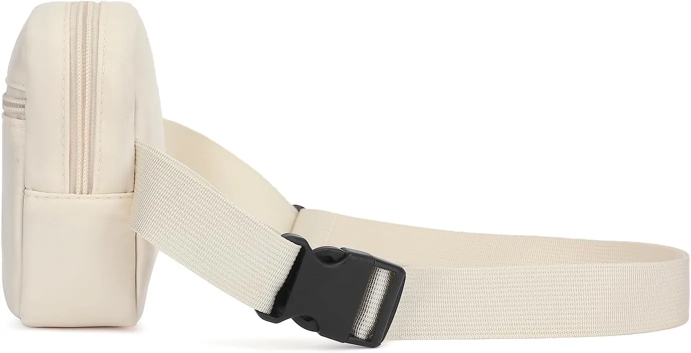 Everywhere Belt Bag,Nylon Cross Body Fanny Pack for Women Men,Waterproof Fashion Waist Packs,Crossbody Bags with Adjustable Strap (White)