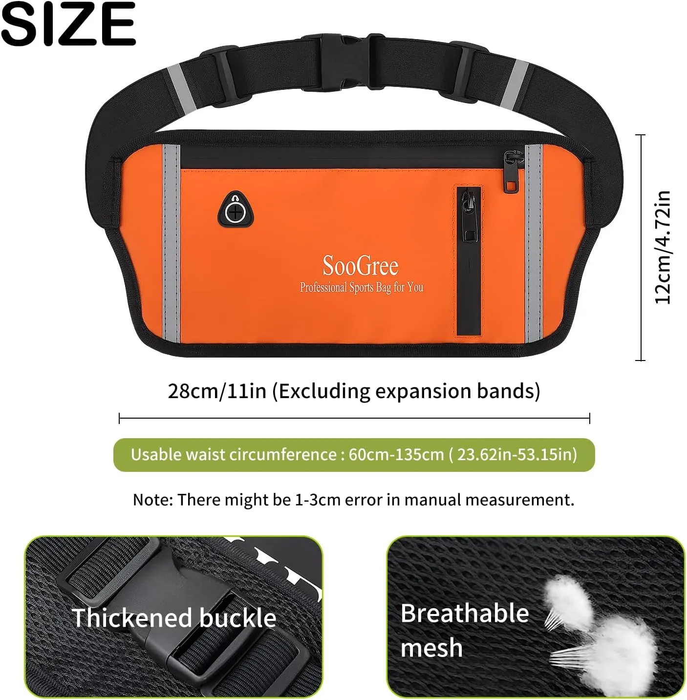 Fanny Packs for Women Men Slim Running Belt Waist Pack Runners Bag Waterproof Money Belt Phone Holder for Sports Hiking Traveling Walking Reflective Strip Adjustable Strap