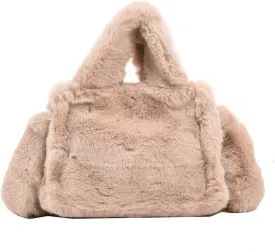 Fluffy Tote Bag Mini Faux Fur Purses for Women Winter Fuzzy Tote Soft Furry Crossbody Handbag Plush Bags