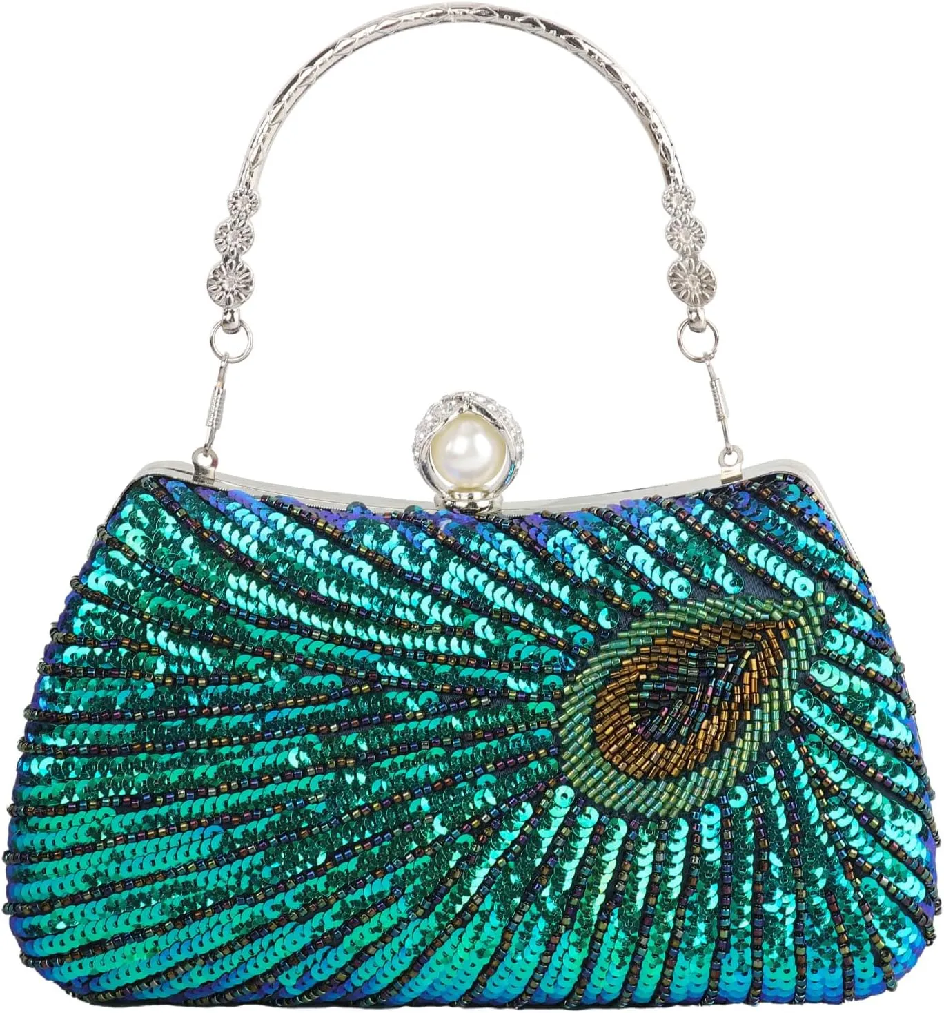 GUOZI Women's Vintage Beaded Sequin Peacock Clutch Purse Handmade Crossbody Evening Bag Handbag For Wedding Party Prom