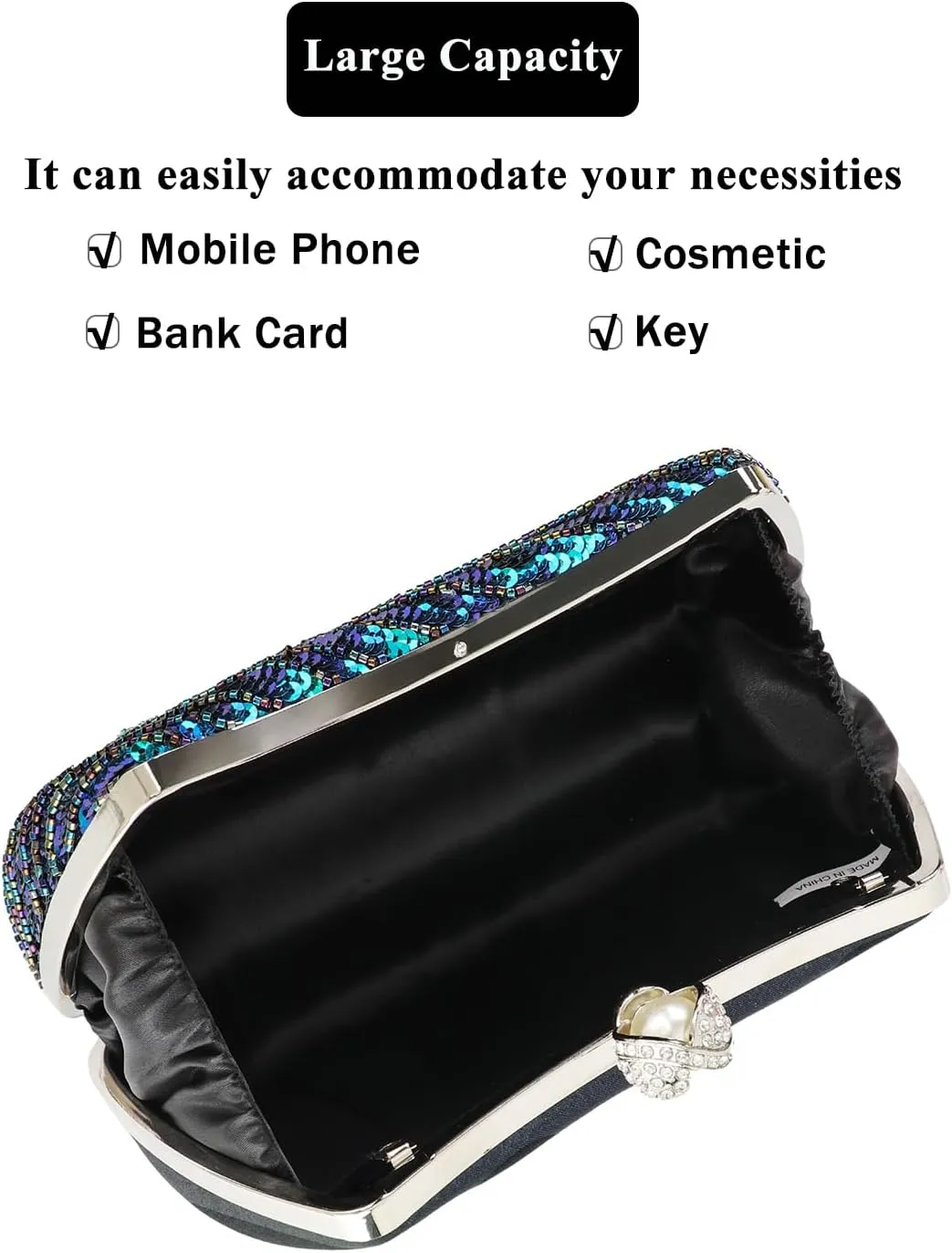 GUOZI Women's Vintage Beaded Sequin Peacock Clutch Purse Handmade Crossbody Evening Bag Handbag For Wedding Party Prom