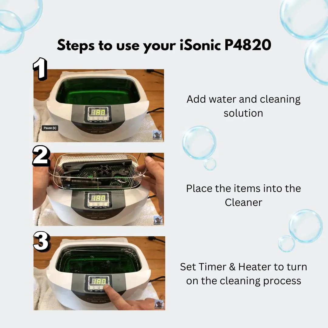 iSonic P4820-SPB25 Commercial Ultrasonic Cleaner 25-minute Timer, 2.6Qt/2.5L, WhiteColor, Plastic Basket, 110V