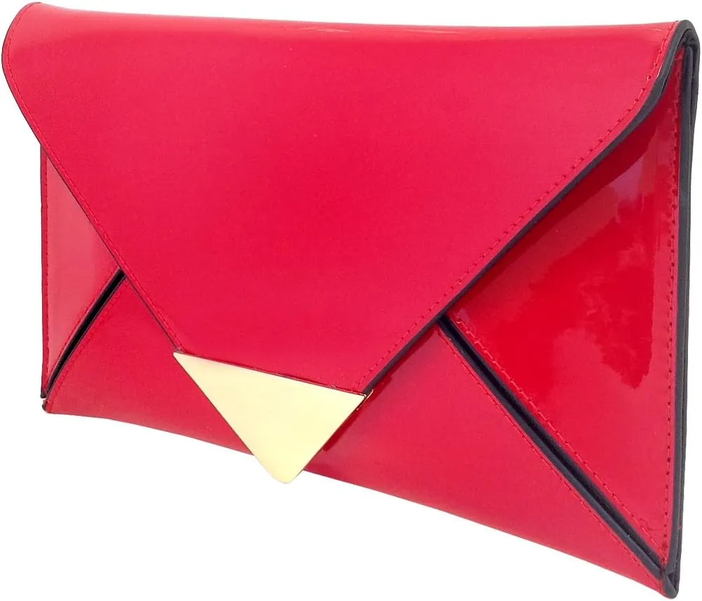 JNB Faux Patent Leather Glossy Envelope Clutch