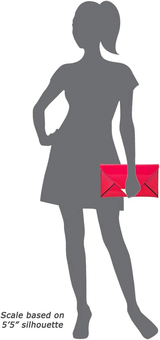 JNB Faux Patent Leather Glossy Envelope Clutch