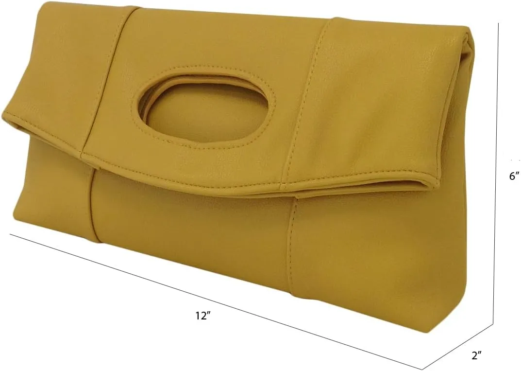 JNB Synthetic Leather Fold Over Clutch