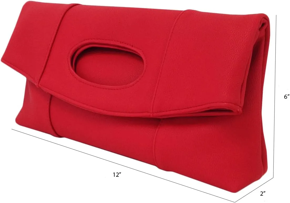 JNB Synthetic Leather Fold Over Clutch