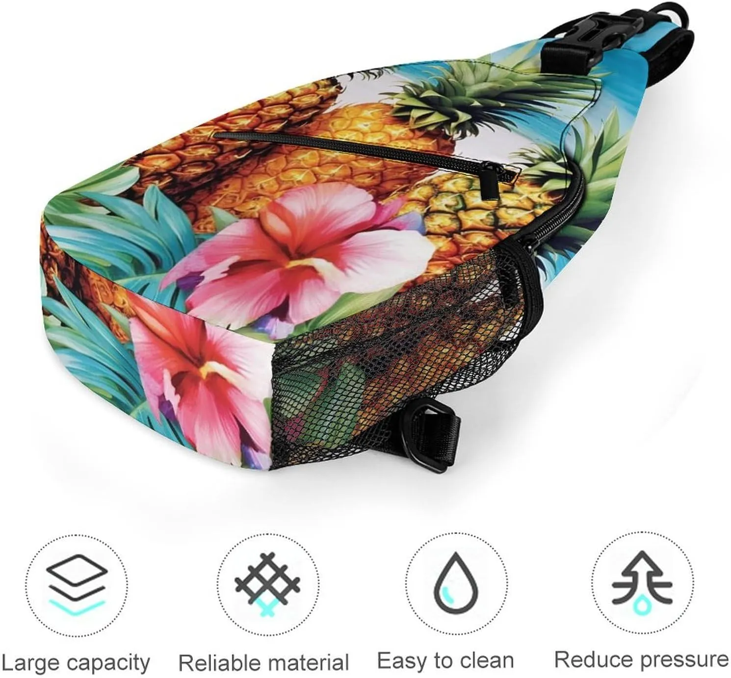 Lightweight Chest Bag Crossbody Bag Summer Pineapples Sling Backpack for Women Men Sports Travel