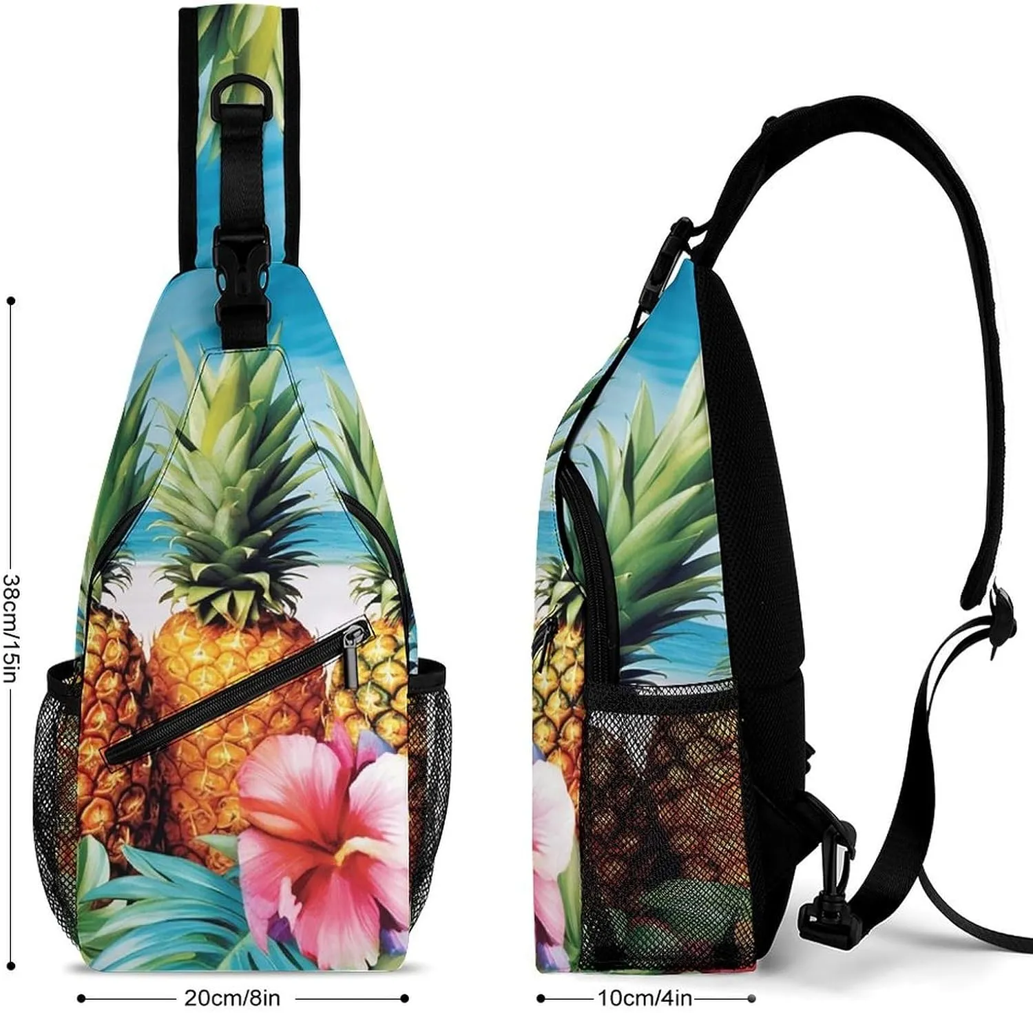 Lightweight Chest Bag Crossbody Bag Summer Pineapples Sling Backpack for Women Men Sports Travel