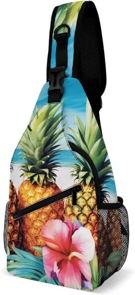 Lightweight Chest Bag Crossbody Bag Summer Pineapples Sling Backpack for Women Men Sports Travel