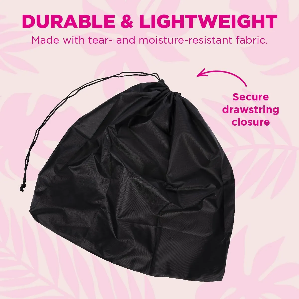 Miamica Foldable Travel Laundry Bag, Black & White  Measures 21 x 22 When Fully Opened  Foldable Laundry Bag with Drawstring Closure  Durable, Lightweight Travel Accessories