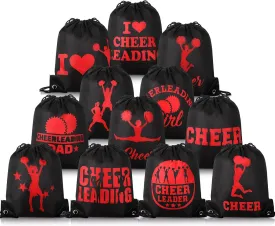Paterr 12 Pcs Cheer Drawstring Backpack Cheerleaders Drawstring Gym String Bag Sports Gifts for Women Men