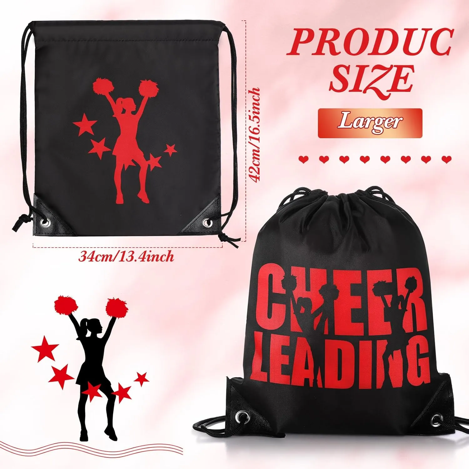 Paterr 12 Pcs Cheer Drawstring Backpack Cheerleaders Drawstring Gym String Bag Sports Gifts for Women Men