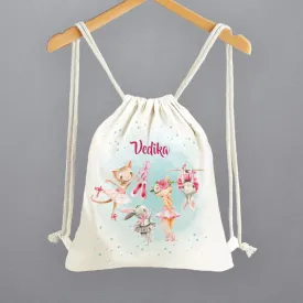 Personalised Drawstring Bags - Ballerina White