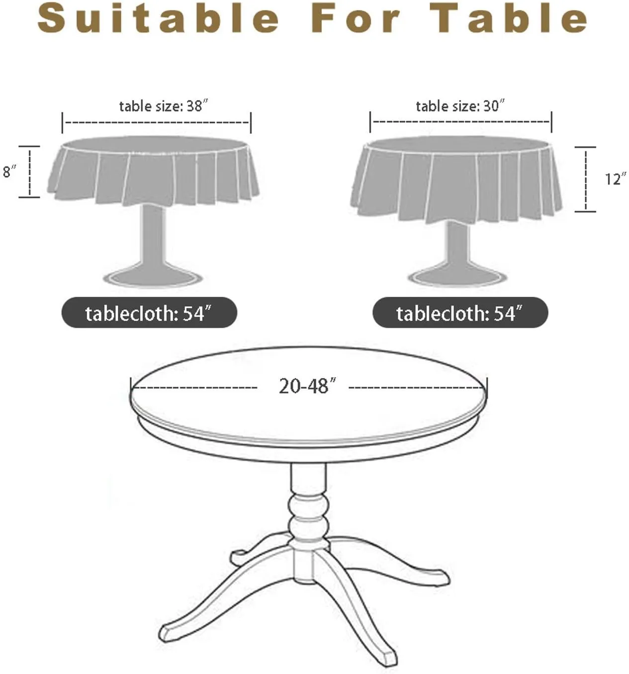 SIELUNO Round Tablecloth - Stain Resistant Spillproof Polyester Tablecloth Duty Washable Fabric - for Buffet Table, Holiday Party, Dinner, Wedding-Brown Stripes-Round 54inch, FK23F32222C222K