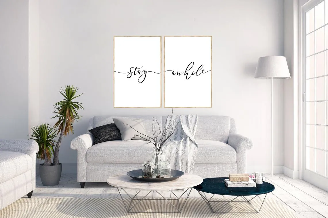 Stay Awhile Minimalist Art Canvas