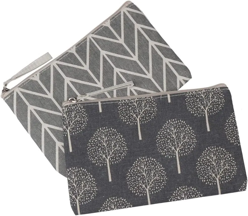 SUMAJU 2 Pcs Canvas Cosmetic Bag, Multi-Function Small Zipper Pouch Cute Makeup Pouch Travel Toiletry Bag Travel Size Toiletries Christmas Stocking Stuffers Gifts for Women,8.6 * 5.5 In