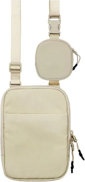Tapp Collections Unisex Mini Crossbody Belt Bag with Adjustable Strap and Removable Small Pouch - Beige