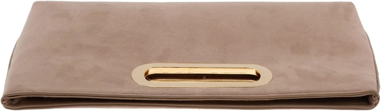 Top Handle Faux Suede Clutch