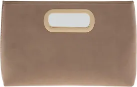 Top Handle Faux Suede Clutch