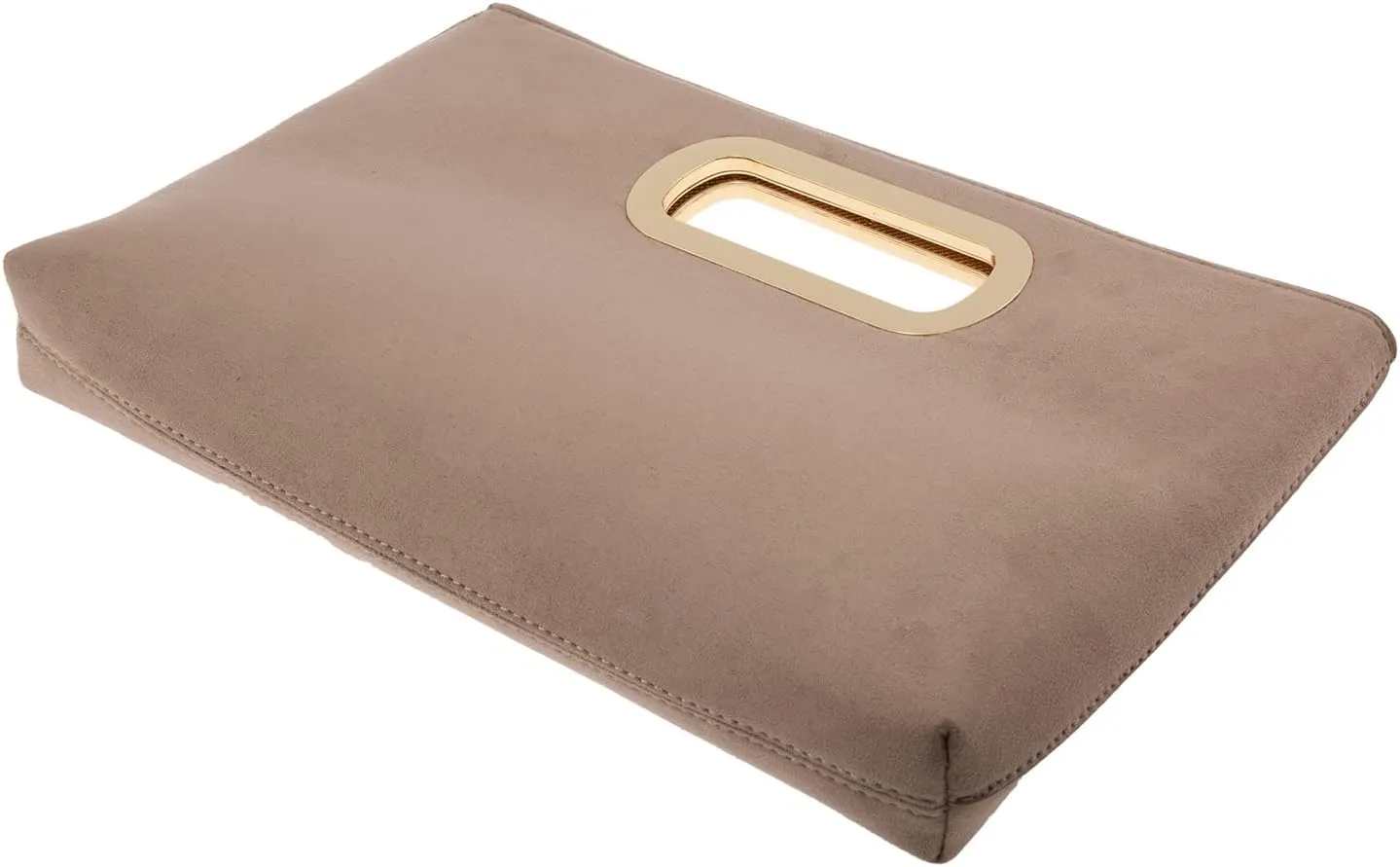 Top Handle Faux Suede Clutch
