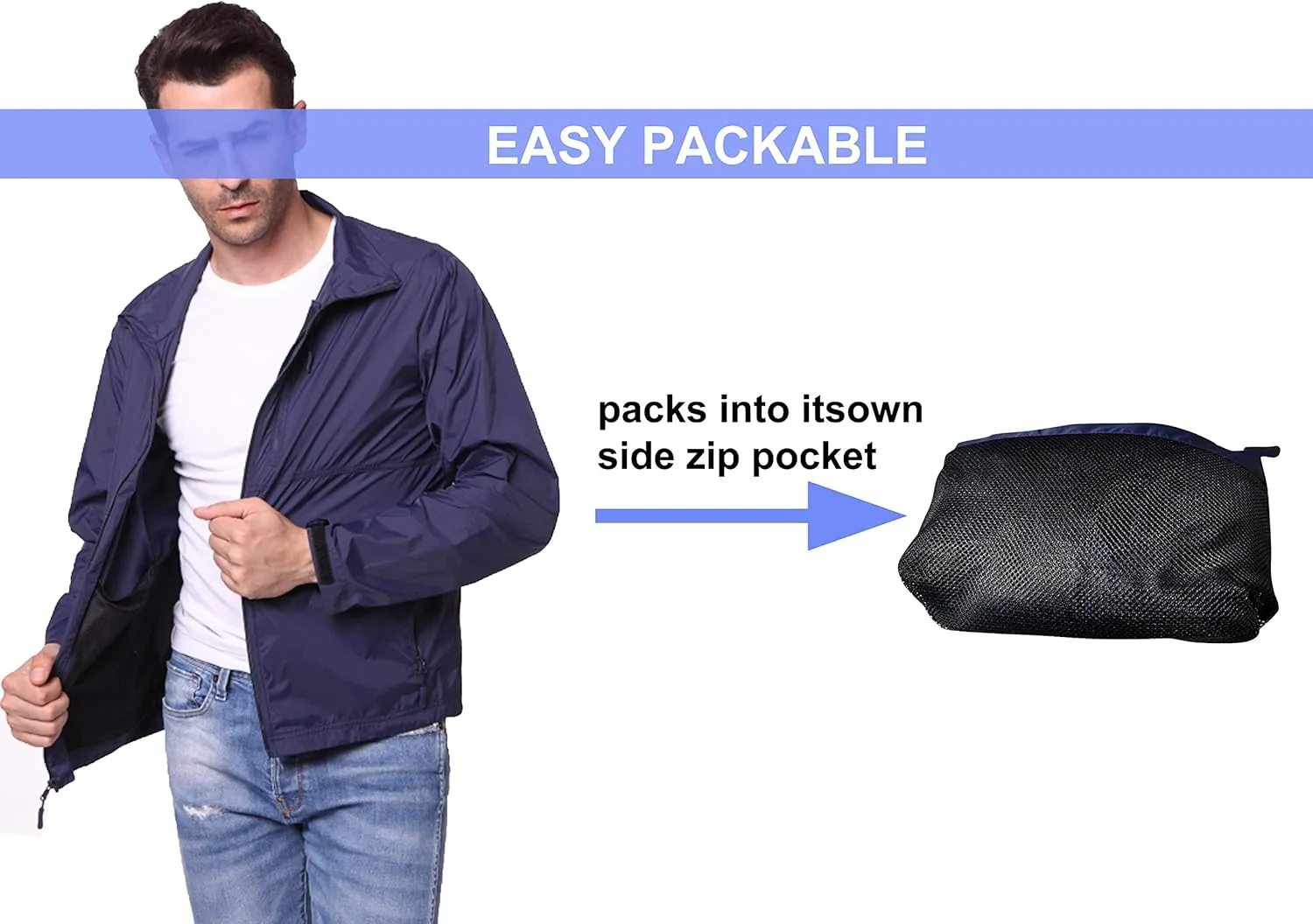 TRAILSIDE SUPPLY CO. Mens Windbreaker Jackets Lightweight Packable Jacket,Windproof and Dustproof