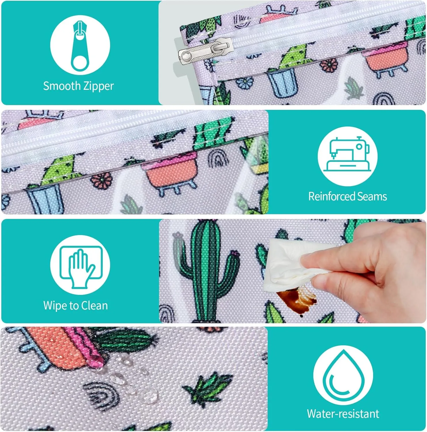 TSA Approved Toiletry Bag, Set of 3 Clear Travel Toiletry Bag Quart Size Zipper Travel Pouch, Waterproof Makeup Cosmetic Bag for Women Men Kids Toiletries Carry on, Cacti Large