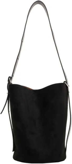 Women Suede Bucket Bag 2025 Fall Bags Trendy Brown Tote Vintage Shoulder Handbag with Pouch Work Purses